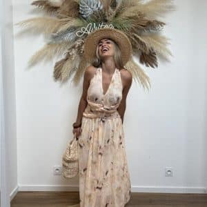 Robe maxi abricot aquarelle SIENNA