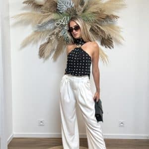 Pantalon large à pinces MILAN Blanc