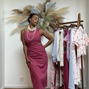 Robe midi Découpe cut-out framboise