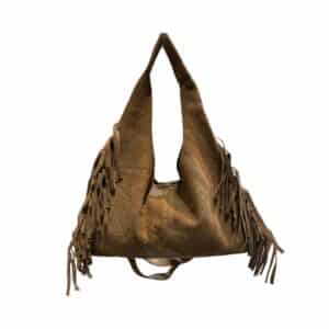 Sac bandoulière cuir suède et franges MARCO