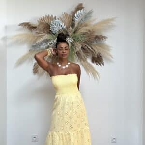 Robe bustier broderie anglaise jaune pastel CITRINE
