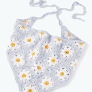 Bandana crochet fleuri CAMOMILLE bleu